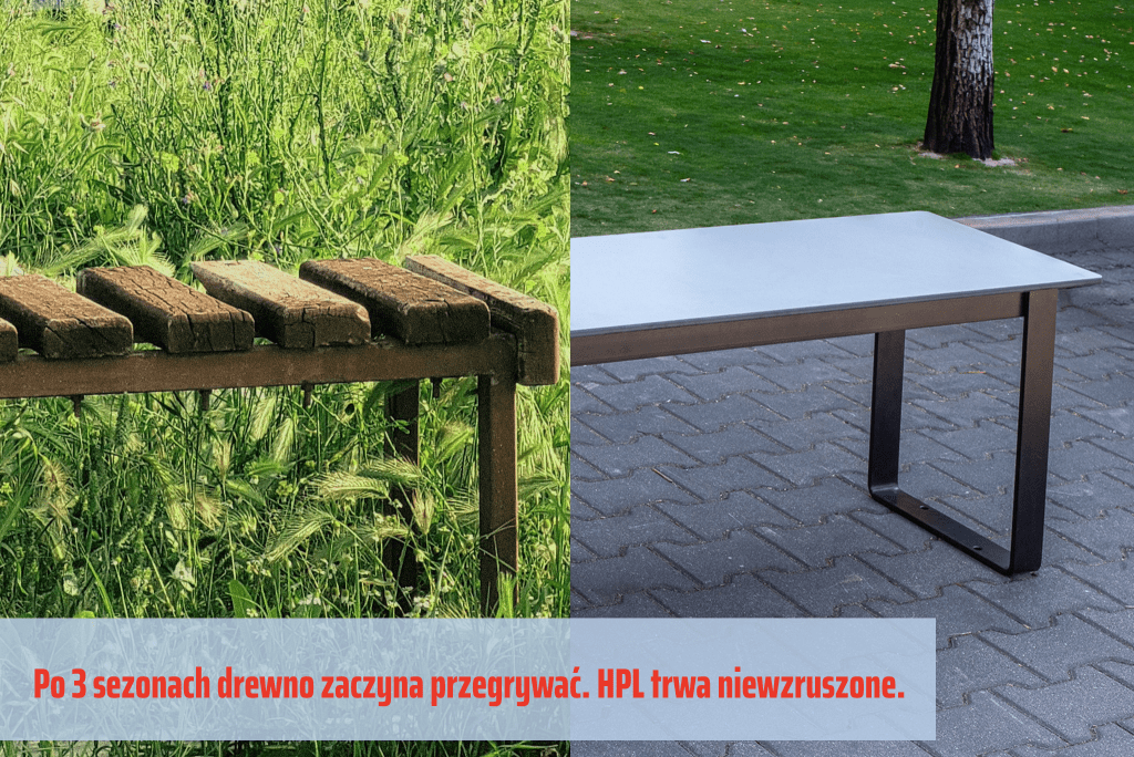 różnica między ławką drewnianą a ławką HPL